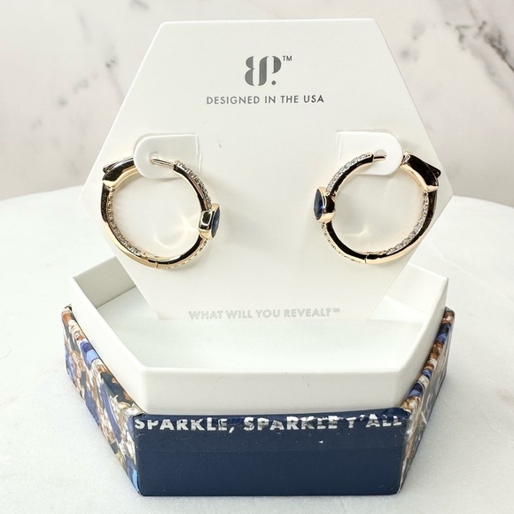 Bomb Party Jewelry - Bomb Party September Sapphire We Love A Hoop Moment Earrings RBP8162 NWT